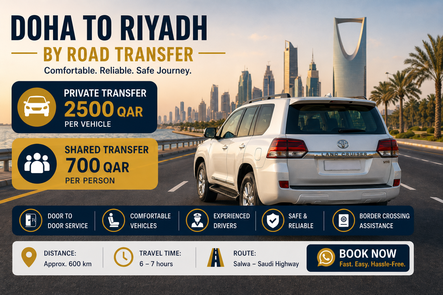 Doha To Riyadh By Road Transfer